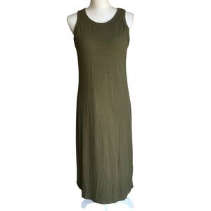 Chicme Olive Green Ribbed Sleeveless Midi Dress Size XL NWOT